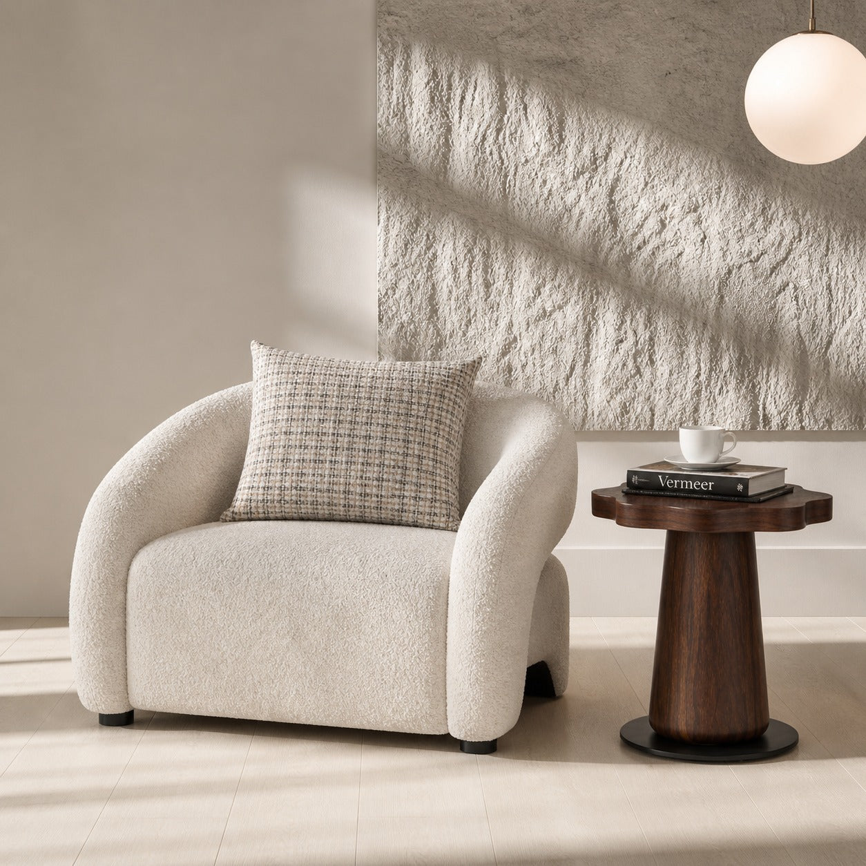 Nervia Pearl White Arm Chair