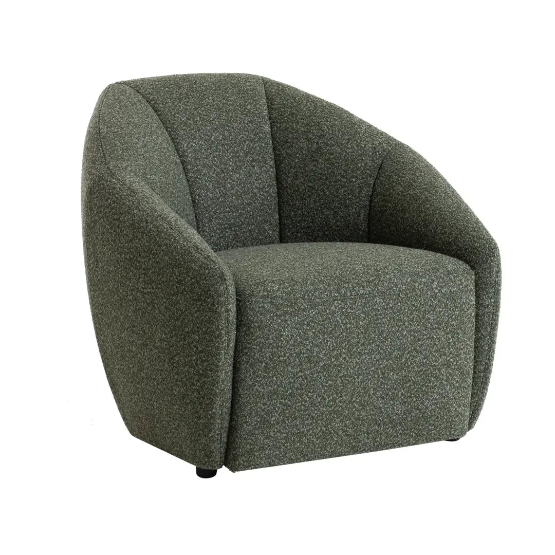 Green textured armchair on a white background