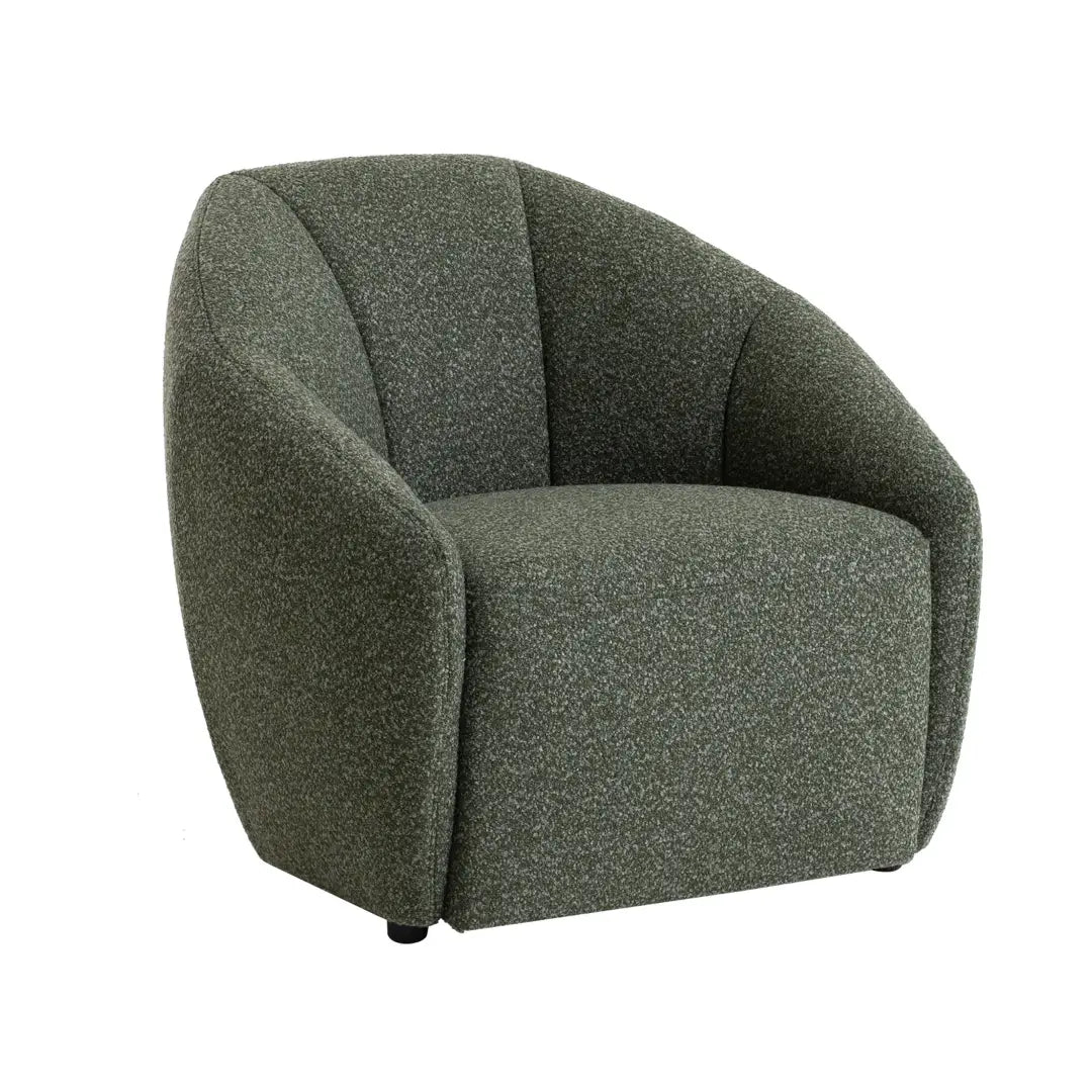 Green textured armchair on a white background