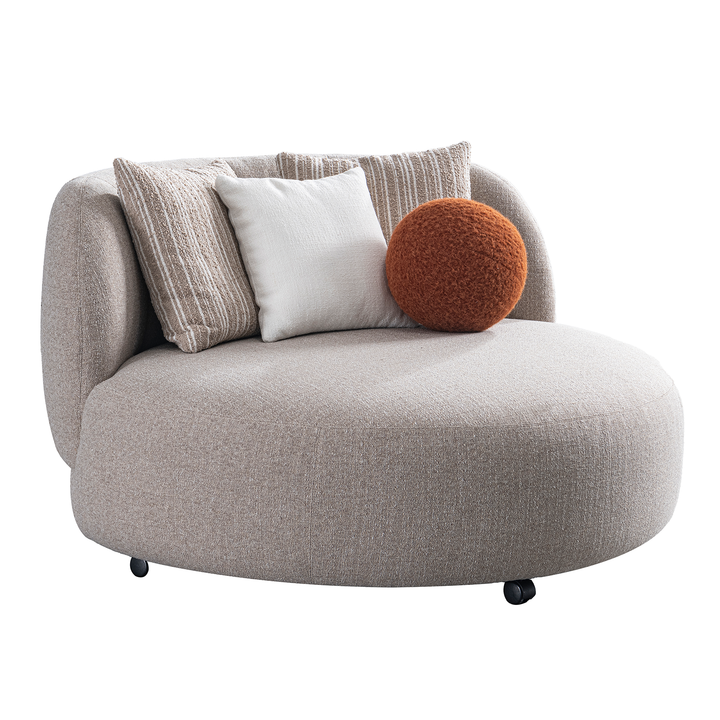 Gray armchair with decorative pillows on a white background