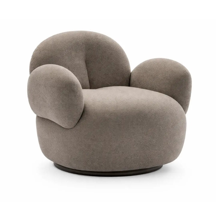 Modern beige armchair with a unique design on a white background