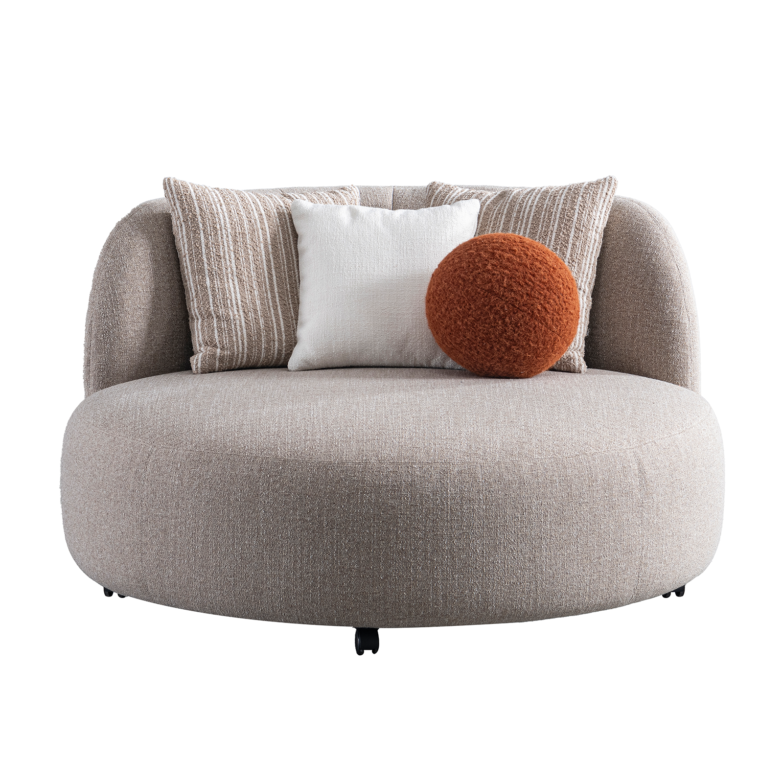 Gray armchair with decorative pillows on a white background