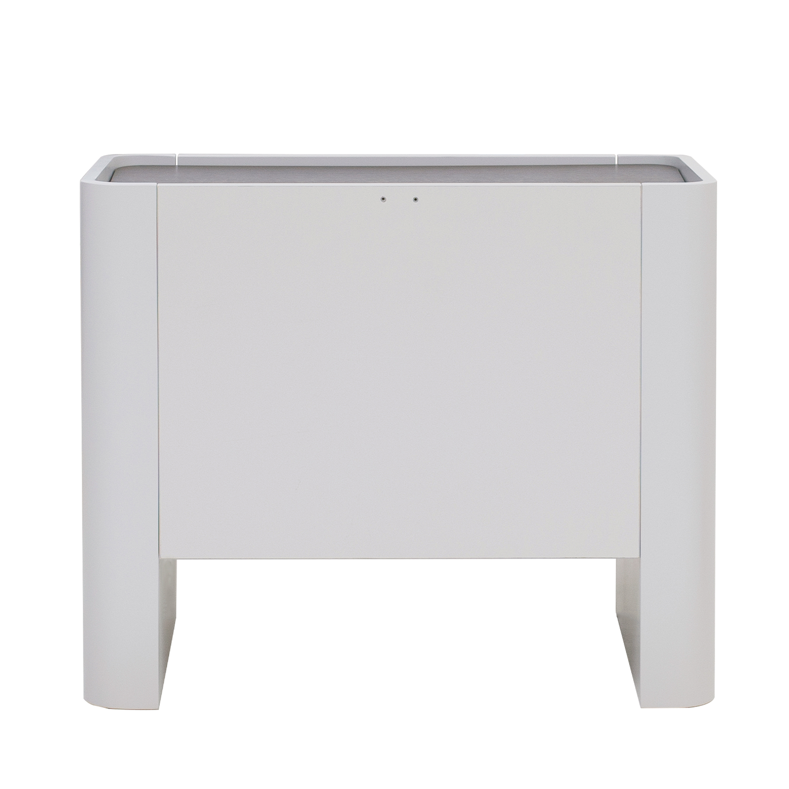 White rectangular planter box on a white background