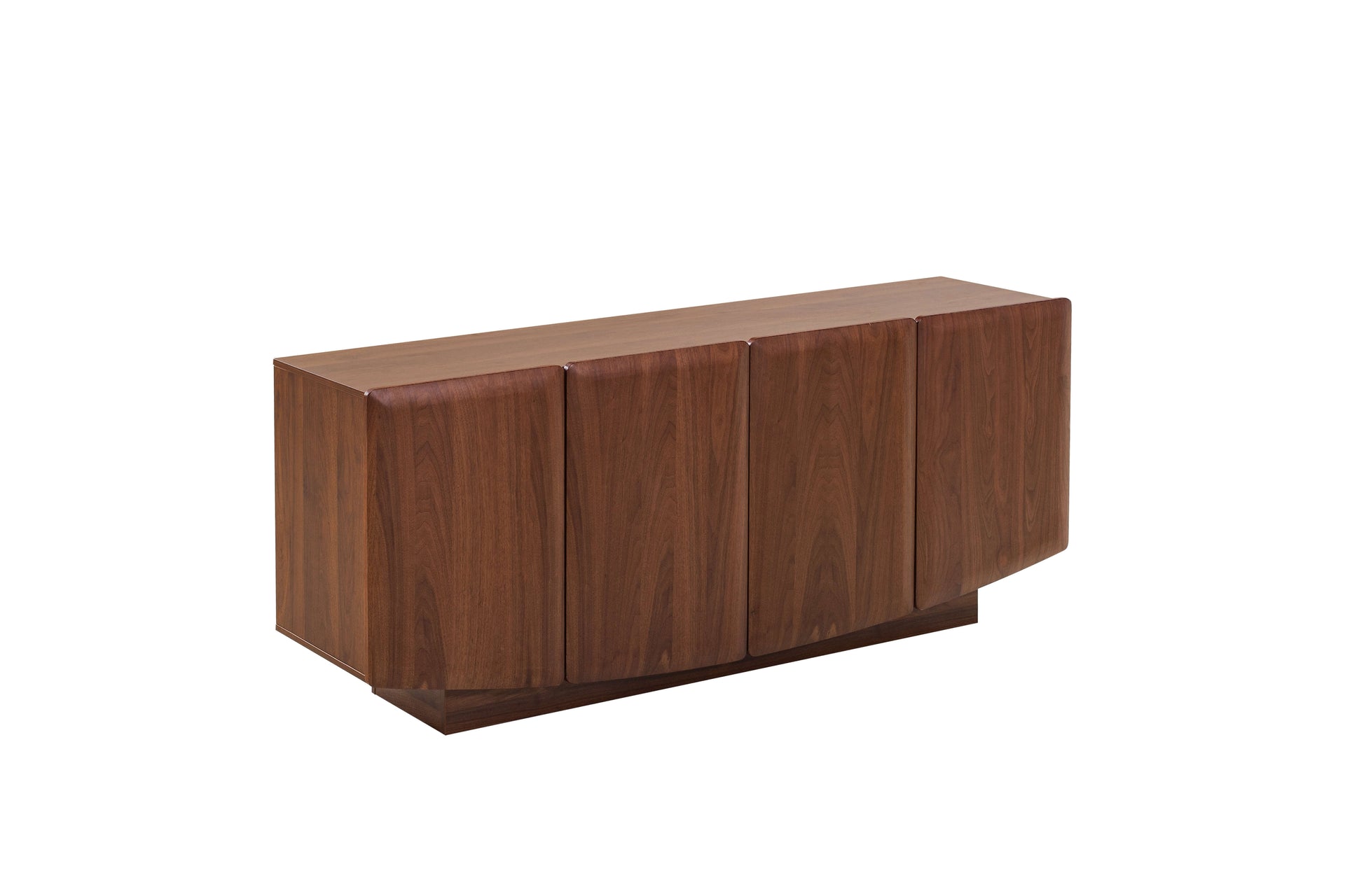 Wooden sideboard with a white background