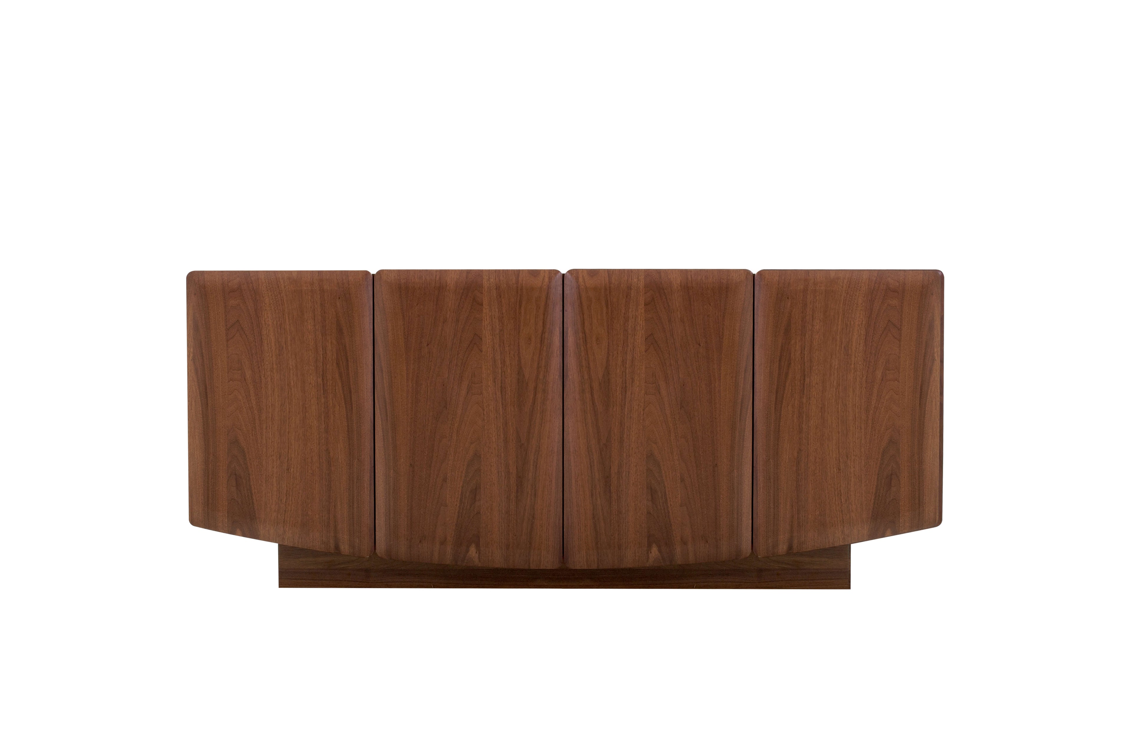 Wooden cabinet with four doors on a white background