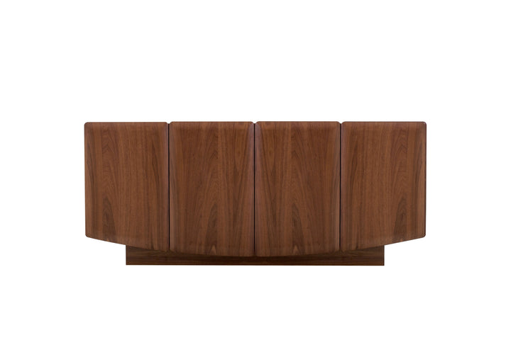 Wooden cabinet with four doors on a white background