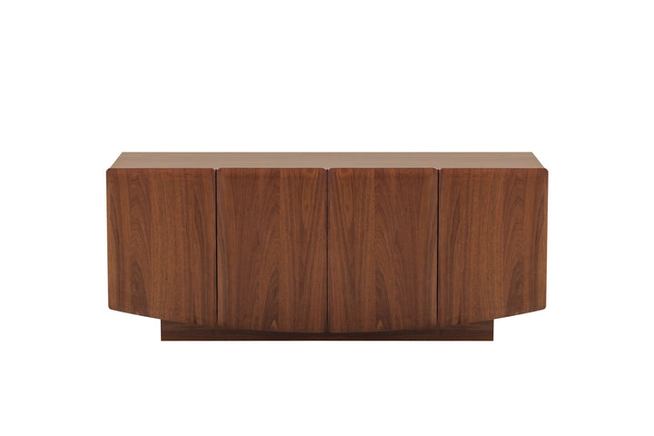 Wooden sideboard with a white background