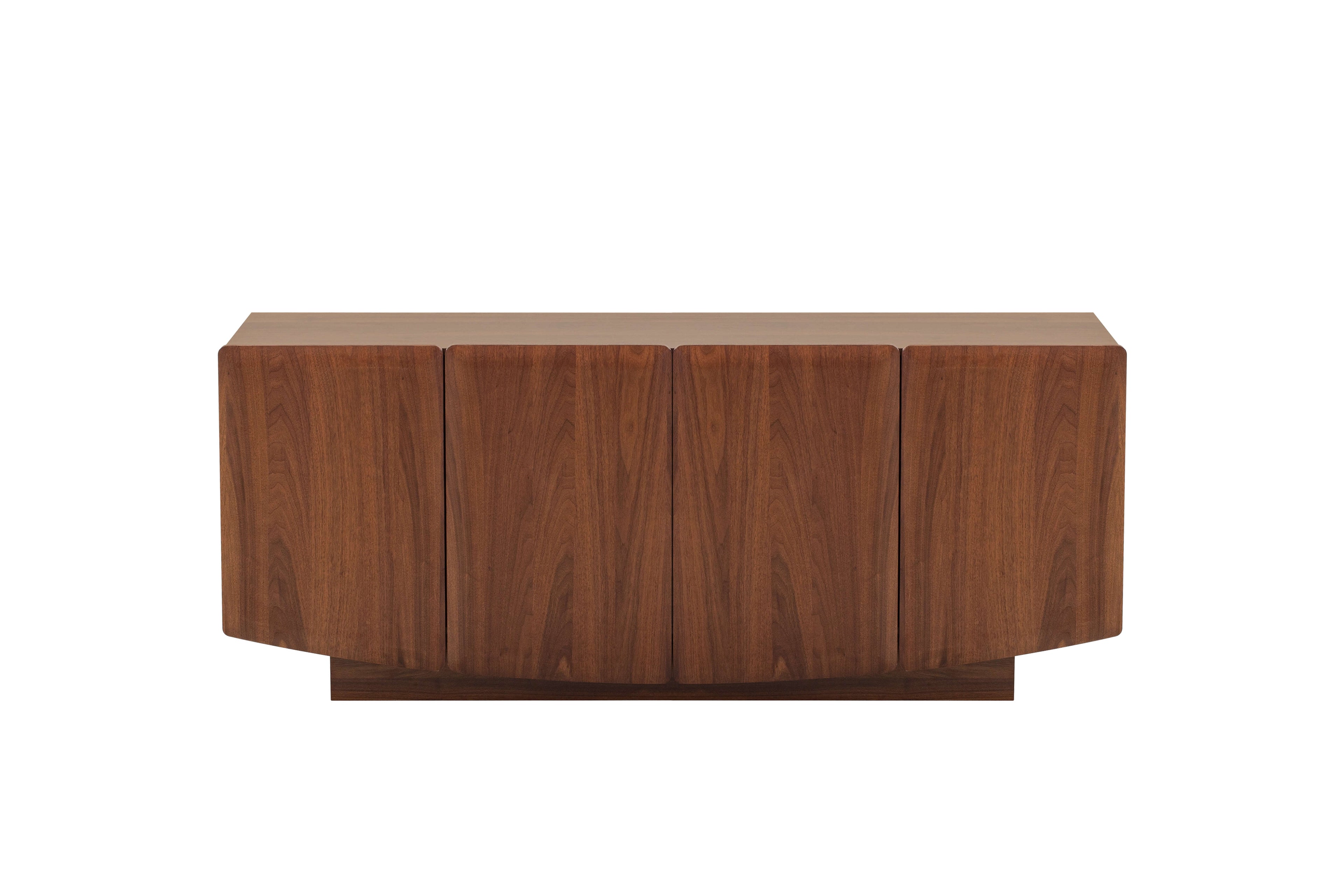 Wooden sideboard with a white background