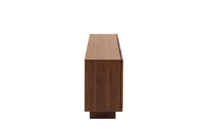 Wooden console table on a white background