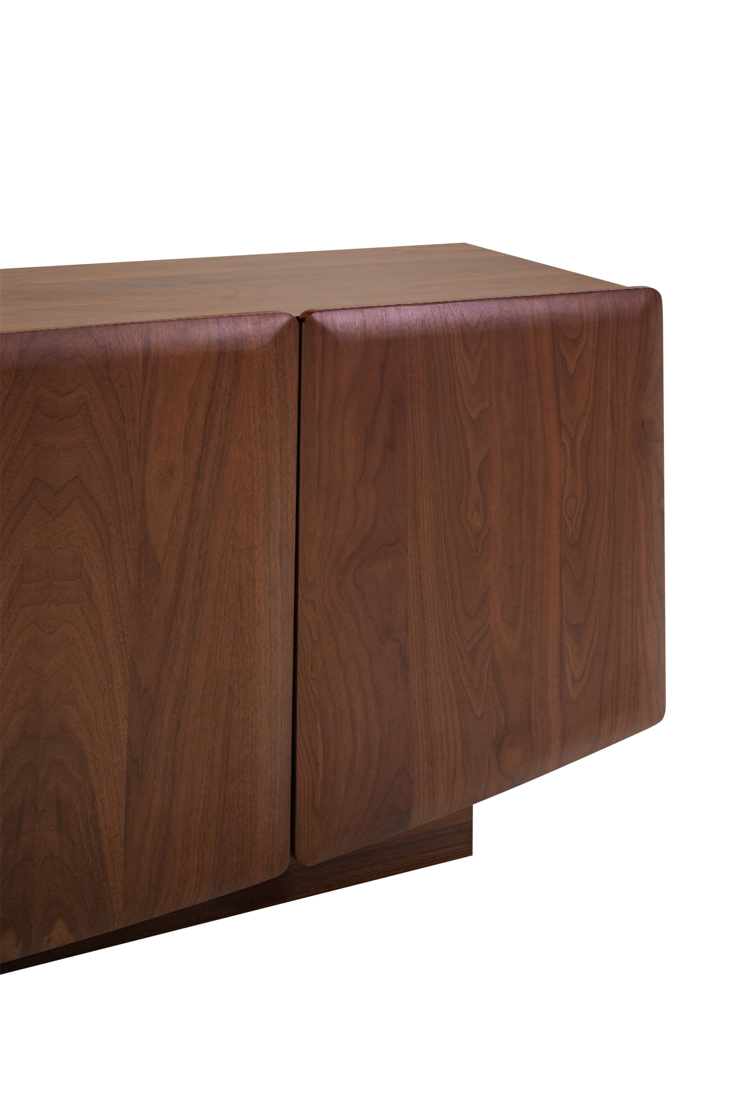 Wooden sideboard with a white background
