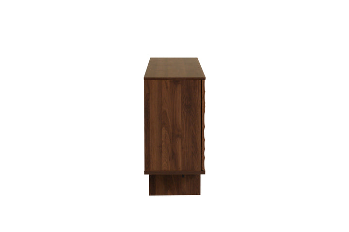 Wooden side table on a white background