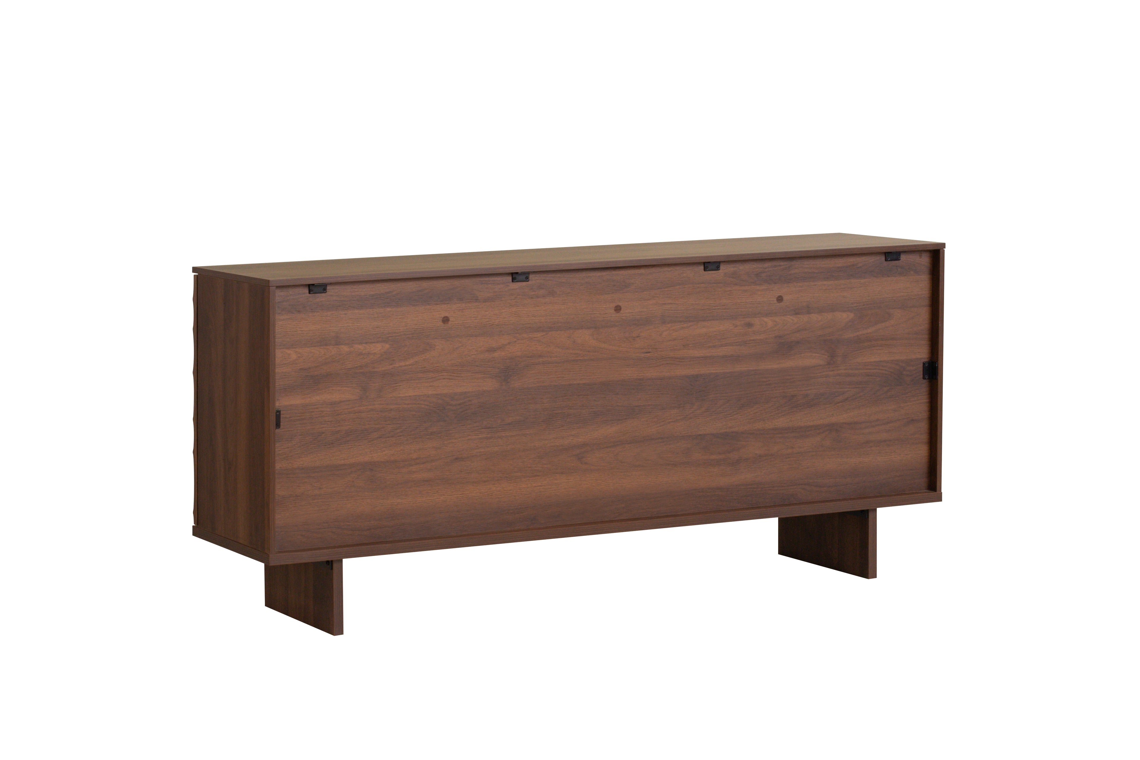 Wooden sideboard with a rustic finish on a white background