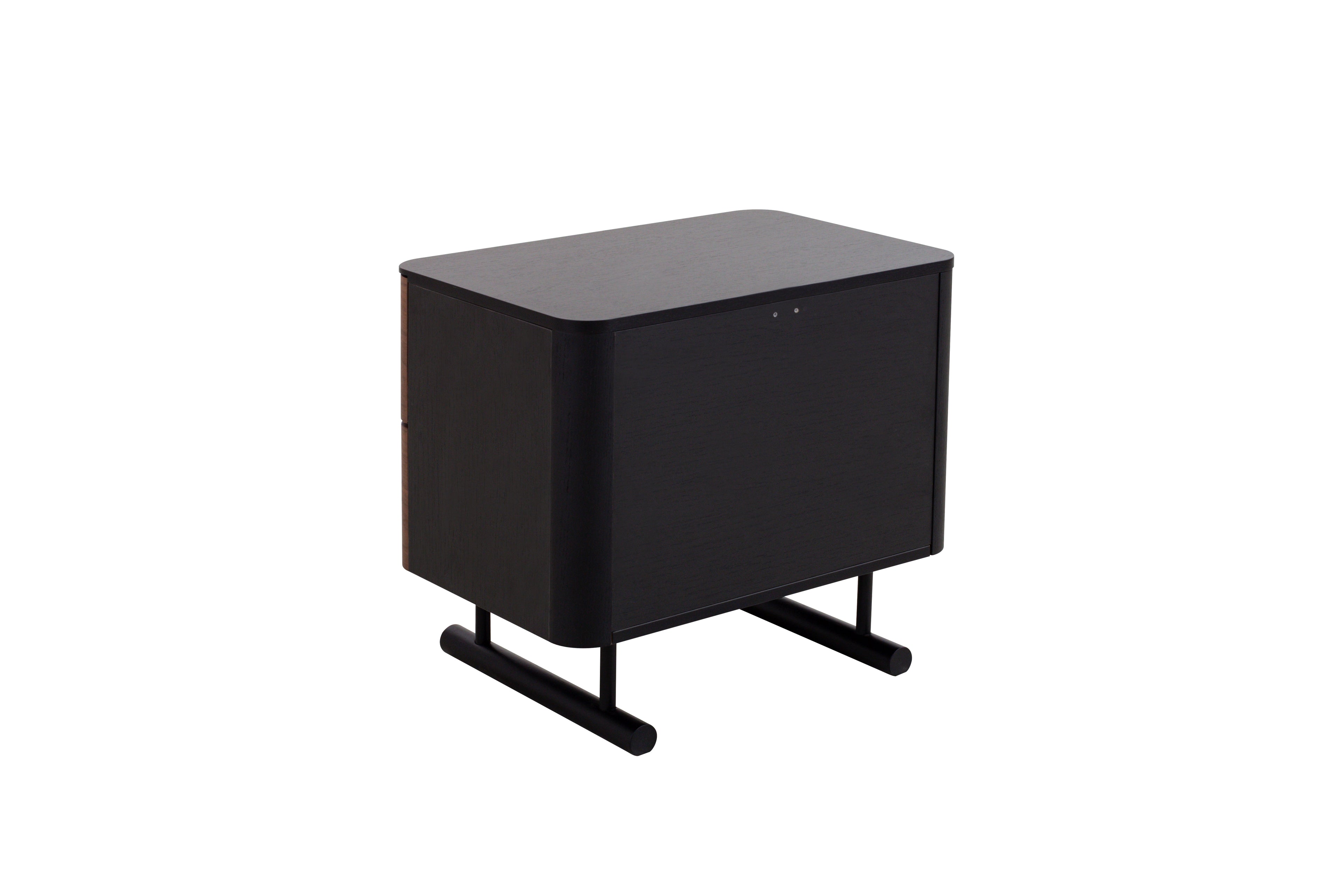Black rectangular object on a white background