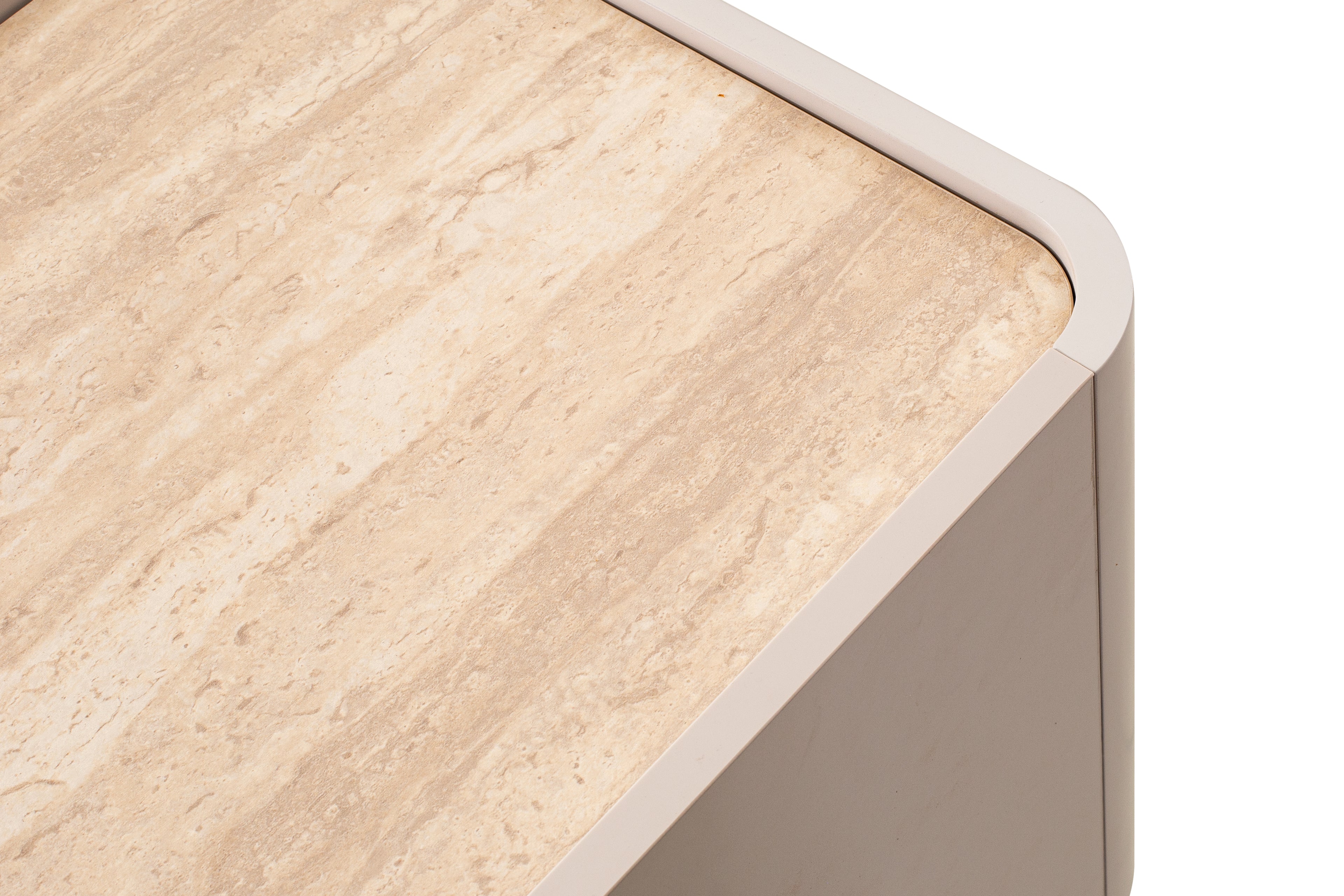 Close-up of a wooden surface with a white frame on a white background
