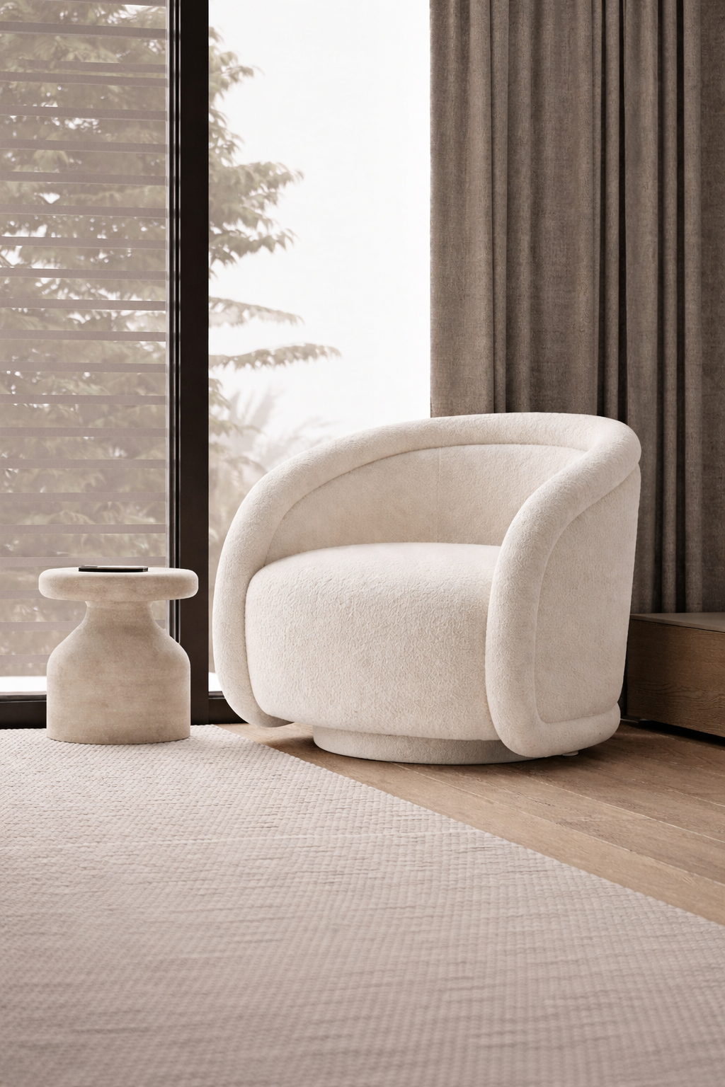 Côréno White Swival Chair