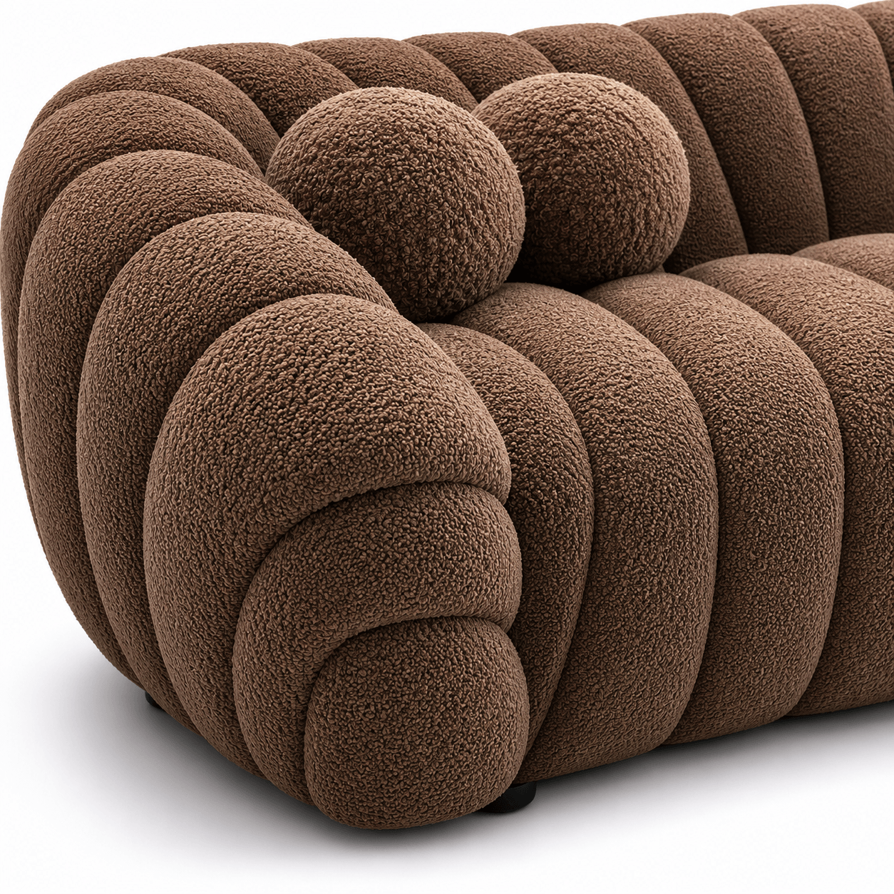 Brown textured sofa on a white background