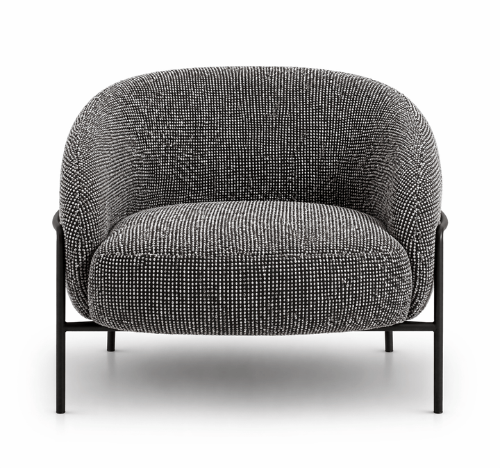 Gray textured armchair on a white background
