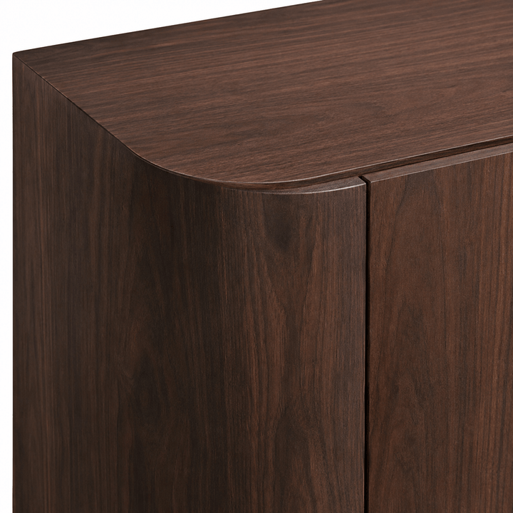 Close-up of a wooden cabinet with a smooth finish