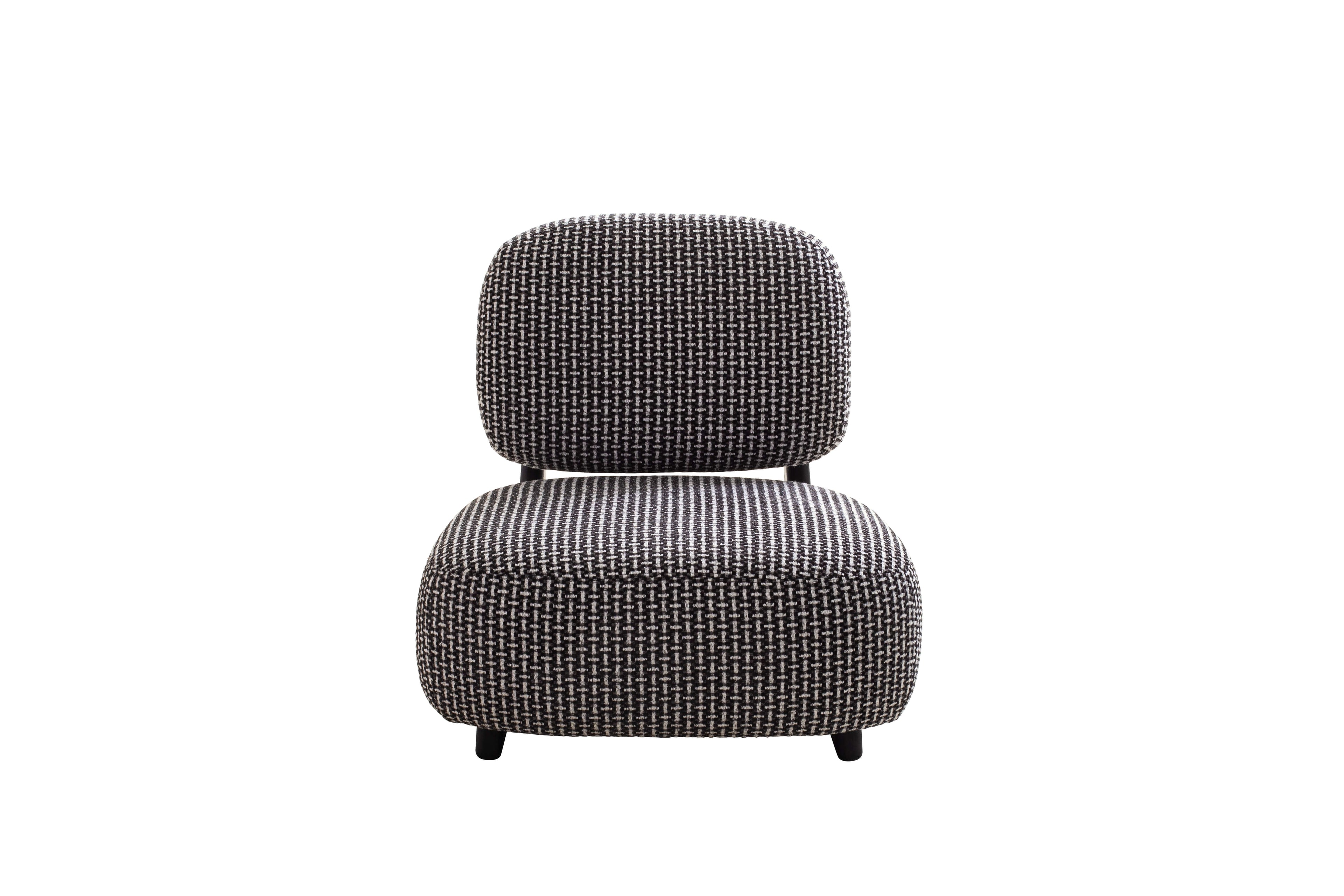 Gray patterned armchair on a white background