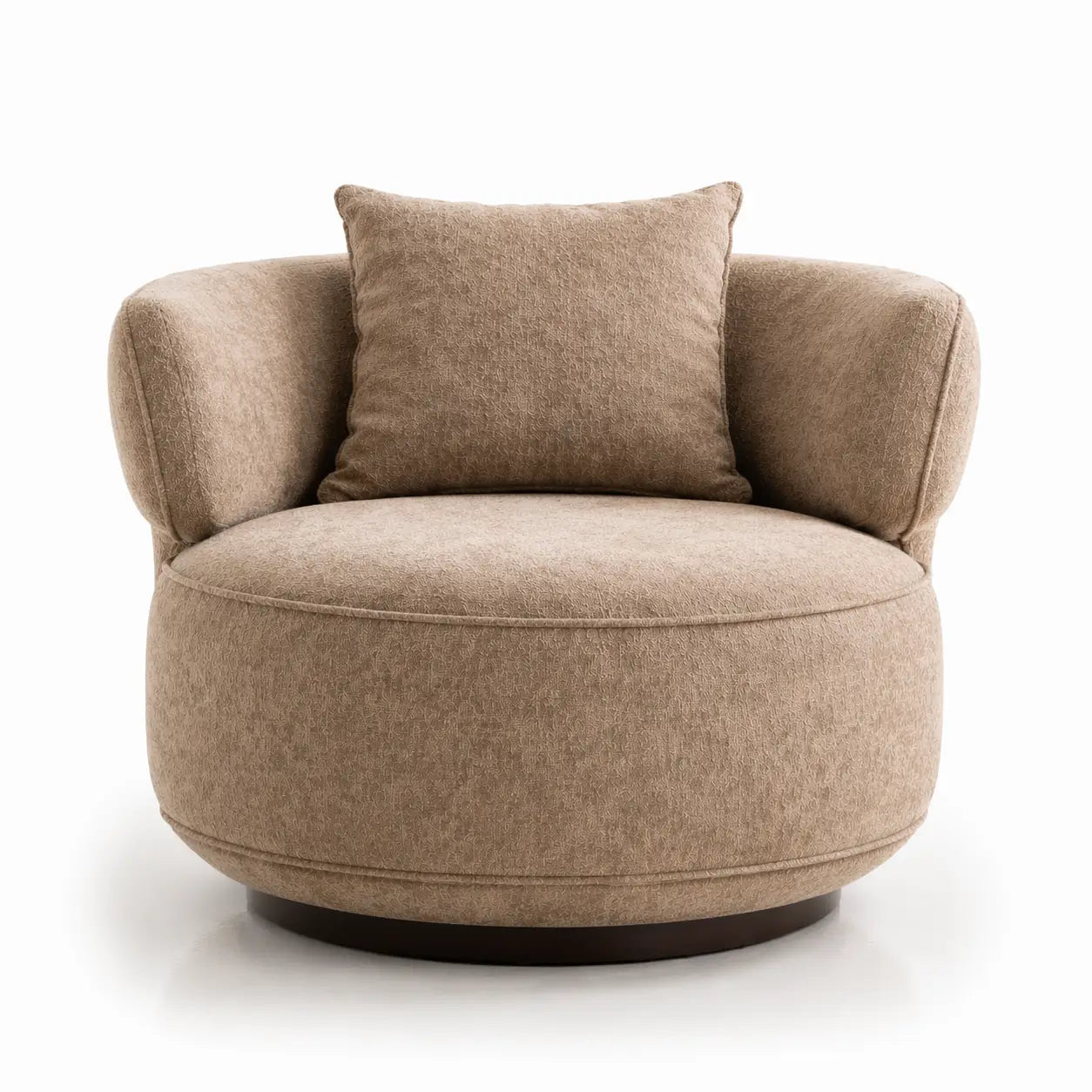 Beige armchair with a cushion on a white background