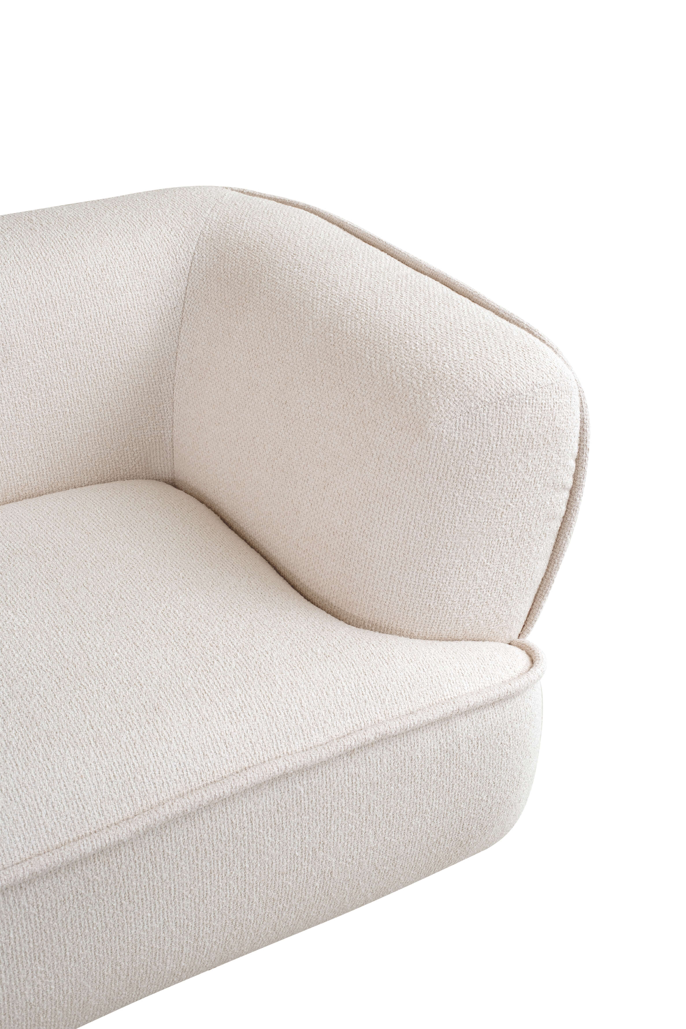 Close-up of a beige armchair on a white background