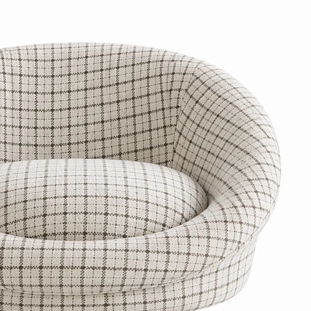 Plaid-patterned fabric roll on a white background